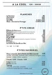 Menu Le Spot - Les planches, p&#039;tit creux, ...