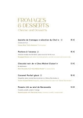 Menu Tourbillon - Fromages et desserts