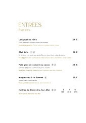 Menu Tourbillon - Entrées