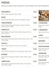 Menu L'Overlord - Les pizzas