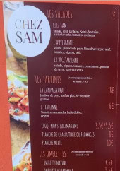 Menu Chez SAM - Les salades, tartines, ...