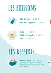Menu Aloha Poké - Les boissons et desserts