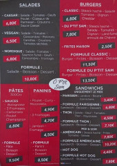 Menu Ô p'tit sam - Salades, burger, paninis et sandwichs