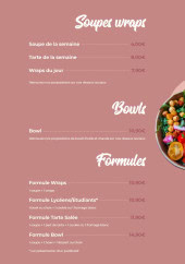 Menu Oh My Juice - Les soupes wraps, bowls et formules