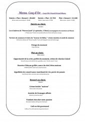 Menu Le Coq D'or - Menu coq d'or