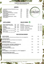 Menu Ginger - Boissons