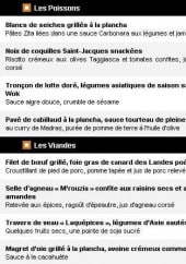 Menu Le Comptoir des Voyages - Les poissons et viandes