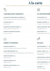 Menu Bistrot de la Place - Les menus à la carte