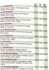 Menu Dompierre Pizza - Les pizzas