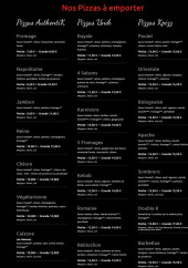Menu Kpizz - Les pizzas