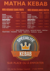 Menu Matha Kebab - Les kebabs