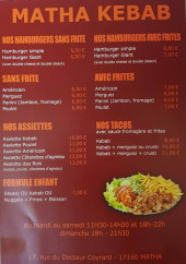 Menu Matha Kebab - Les plats à la carte