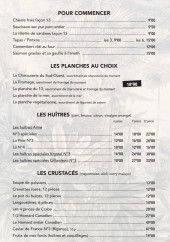 Menu Le 13 - Les planches, huitres,....