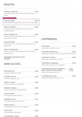Menu Le Floor - Les mojitos, les sans alcool ...