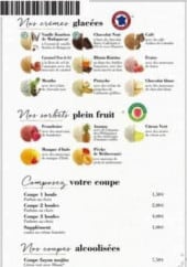 Menu Le saint ouen - Les glaces