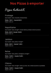 Menu Kpizz - Les Pizzas AuthentiK