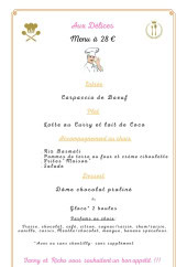 Menu Aux Délices - Le menu