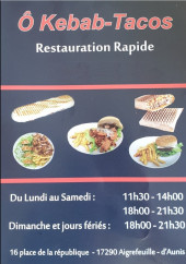 Menu O Kebab Tacos - Carte et menu O Kebab Tacos
Aigrefeuille d'Aunis