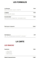 Menu Le Relax - Les formules et snacks