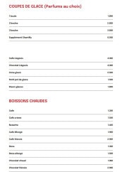 Menu Le Relax - Les coupes de glace et boissons chaudes