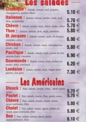 Menu Le Chalet Des Saveurs - Les salades et les américains
