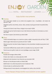 Menu Enjoy Garden - Les entrées, plats et desserts