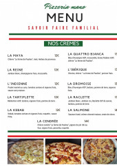 Menu Pizzeria Mano - Les crèmes