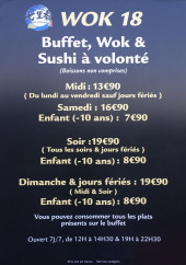 Menu Wok 18 - Les buffet, wok, sushis à volonté