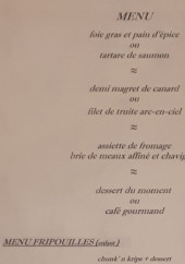 Menu A la bonne époque - Le menu