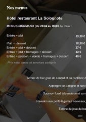 Menu Bar Solognot - Les menus