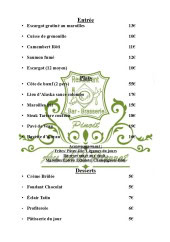 Menu Au ch'ti pierrot - La carte