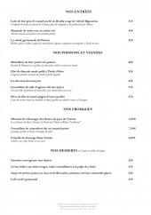 Menu Le Prieuré - entrées, poissons, viandes....