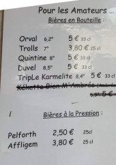 Menu Restaurant de La Poste - Les bières