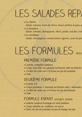 Menu Crêperie Le Beffroi - Les salades repas et formules