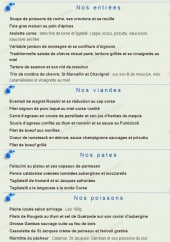 Menu Cocodile - Les entrées, viandes,...