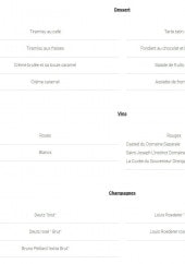Menu Auberge Scaldasole - Les desserts, vins et champagnes