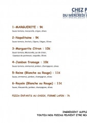Menu Pizza Chez Pierre - Les pizzas