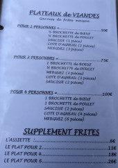 Menu Chez Francis - Les plateaux et suppléments