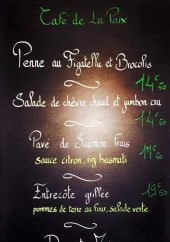 Menu Café de la Paix - Un extrait de la carte