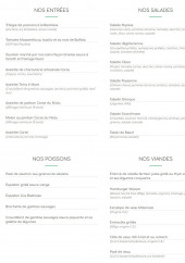 Menu Palais des Glaces - Les entrées, salades te viandes,..
