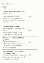 Menu Radiche - Les entrées