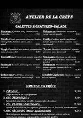 Menu Atelier de la crêpe - Les galettes signatures et crêpes personnalisée