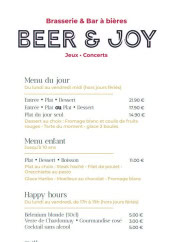 Menu Beer And Joy - Happy hours, grill et menus