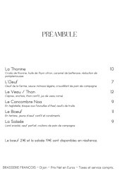 Menu Brasserie François - Préambule