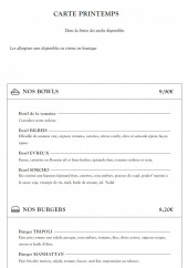 Menu Chez mes soeurs - Les bowls et burgers