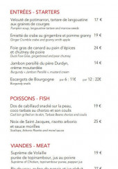 Menu Gallery 412 - Les entrées, poissons et viandes