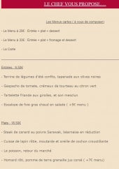 Menu Le Piano Qui Fume - Les menus, plats, entrées