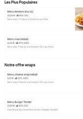 Menu N'kebab - Les plus populaire et offre wraps