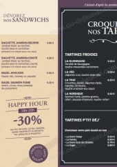 Menu Tartin'Art - Sandwiches et Tartines