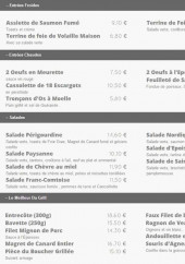 Menu L'Aqueduc - Les entrées, les salades et grillades